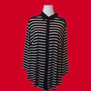 ** AGB Black and White Striped Button Down Shirt